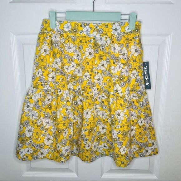 Modcloth Days in Doll Valley Tiered Skirt Yellow Skater Mini Tiered 8 NWT - Picture 5 of 12